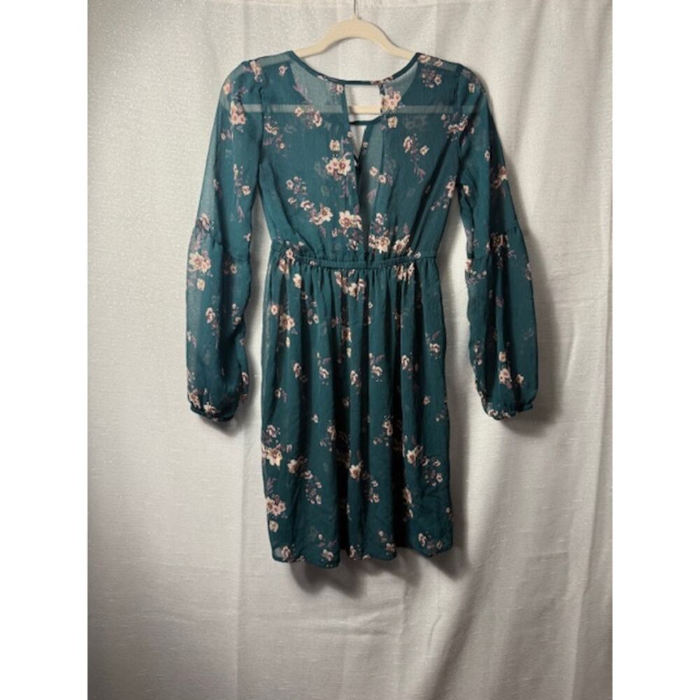 MUDD TEAL SHEER DRESS SIZE XSMALL - Picture 3 of 8